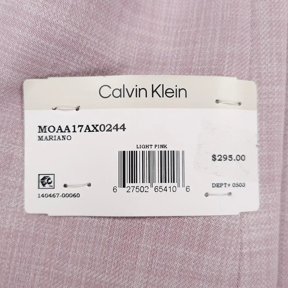 Calvin Klein Mens Slim Fit Sport Coat Blazer 34R Light Pink Solid Stretch NWT